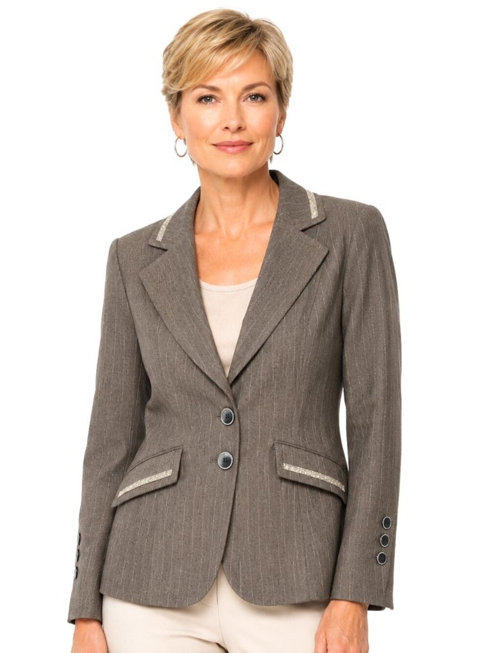 Classiques Entier Grey Metallic Trim Blazer
